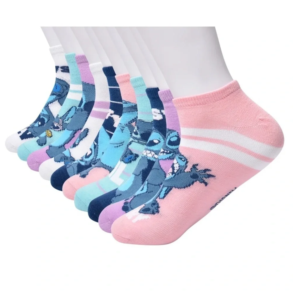 Disney Stitch Women’s STITCH MOODS Low Cut Socks, 10-Pack